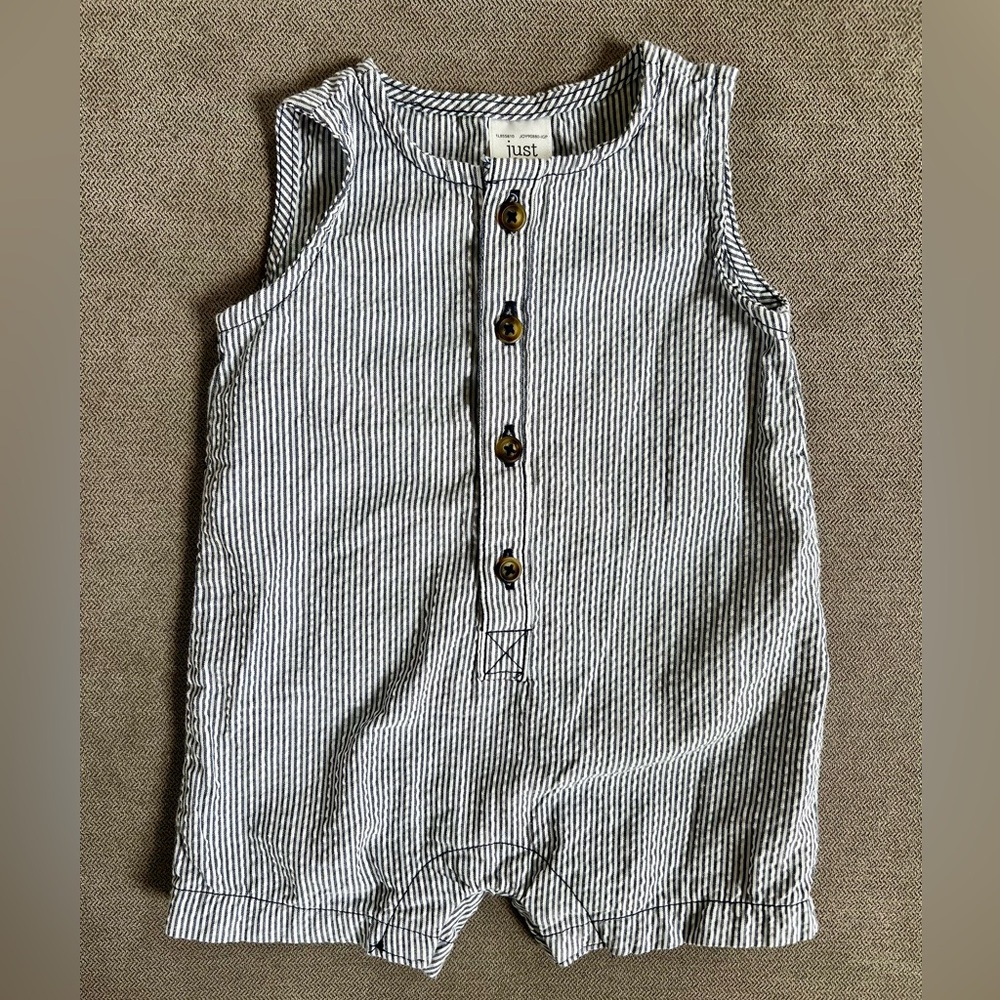 Just One You Navy Seersucker Romper, Newborn